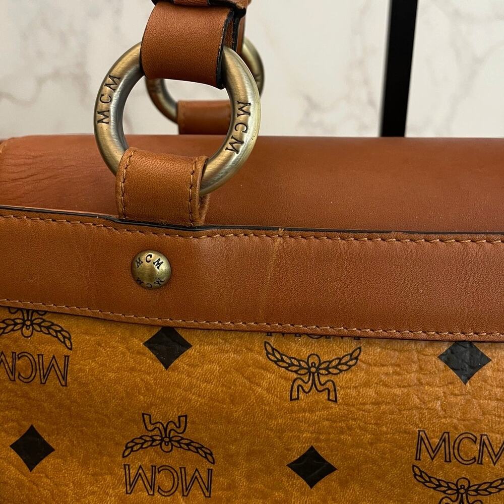 MCM Vintage Top Handle Satchel / Tote Cognac Visetos Monogram Pre-Owned - Picture 12 of 13